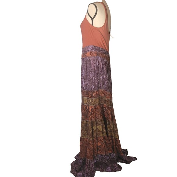 Anthropologie Large Tall maxi long dress snake print texture stretch tank - Picture 5 of 15
